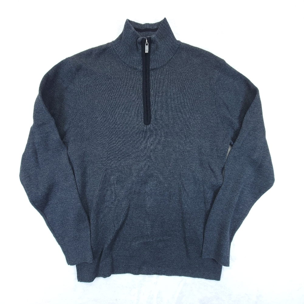 Hathaway Sweater Mens Size Small 1/4 Zip Pullover Gray Cotton
